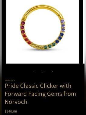 14k Gold Pride Gemstone Septum Ring by Norvoch